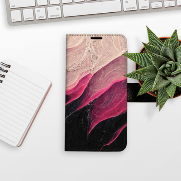 Flip pouzdro iSaprio - Apple iPhone 13 - BlackPink Marble - kapsičky na karty