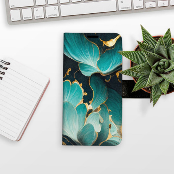 Flip pouzdro iSaprio - Apple iPhone 14 Plus - Blue Flowers 02 - kapsičky na karty