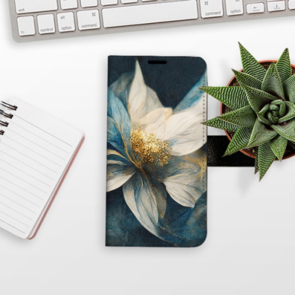 Flip pouzdro iSaprio - Samsung Galaxy A12 / M12 - Gold Flowers - kapsičky na karty