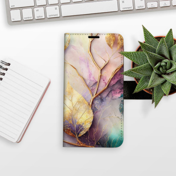 Flip pouzdro iSaprio - Apple iPhone 7 Plus / 8 Plus - Gold Leaves 02 - kapsičky na karty