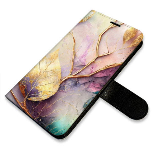 Flip pouzdro iSaprio - Samsung Galaxy A33 5G - Gold Leaves 02 - kapsičky na karty
