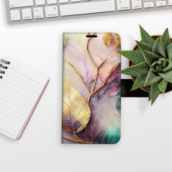 Flip pouzdro iSaprio - Samsung Galaxy A52 5G / A52s 5G - Gold Leaves 02 - kapsičky na karty
