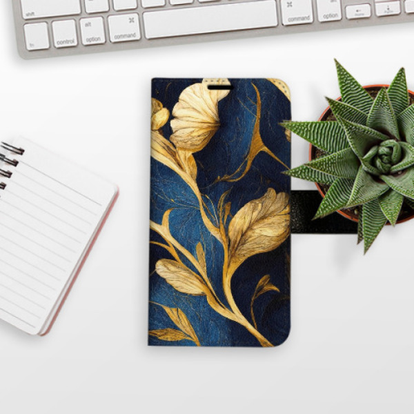 Flip pouzdro iSaprio - Apple iPhone 14 - GoldBlue - kapsičky na karty