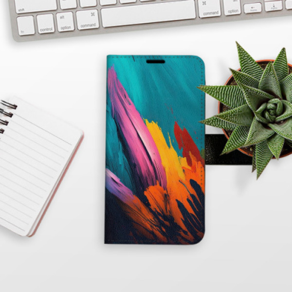 Flip pouzdro iSaprio - Apple iPhone X / XS - Orange Paint 02 - kapsičky na karty