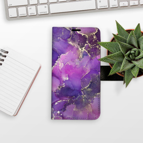 Flip pouzdro iSaprio - Samsung Galaxy A12 / M12 - Purple Marble - kapsičky na karty