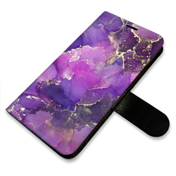 Flip pouzdro iSaprio - Samsung Galaxy S21 FE 5G - Purple Marble - kapsičky na karty