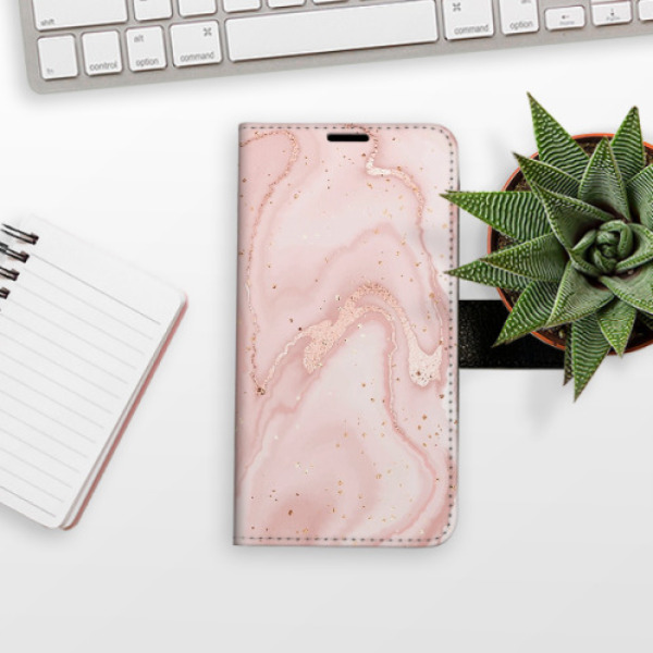Flip pouzdro iSaprio - Apple iPhone 5 / 5S / SE - RoseGold Marble - kapsičky na karty