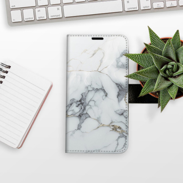 Flip pouzdro iSaprio - Samsung Galaxy S21 FE 5G - SilverMarble 15 - kapsičky na karty