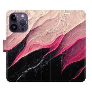 Flip pouzdro iSaprio - Apple iPhone 14 Pro - BlackPink Marble - kapsičky na karty