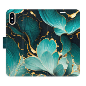 Flip pouzdro iSaprio - Apple iPhone X / XS - Blue Flowers 02 - kapsičky na karty