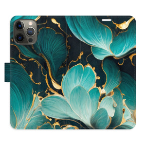 Flip pouzdro iSaprio - Apple iPhone 12 / 12 Pro - Blue Flowers 02 - kapsičky na karty