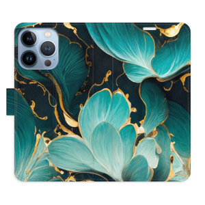 Flip pouzdro iSaprio - Apple iPhone 13 Pro - Blue Flowers 02 - kapsičky na karty