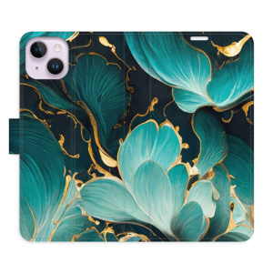 Flip pouzdro iSaprio - Apple iPhone 14 Plus - Blue Flowers 02 - kapsičky na karty