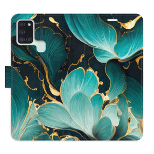 Flip pouzdro iSaprio - Samsung Galaxy A21s - Blue Flowers 02 - kapsičky na karty