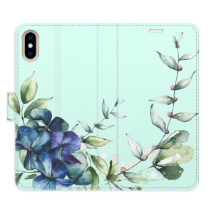 Flip pouzdro iSaprio - Apple iPhone X / XS - Blue Flowers - kapsičky na karty