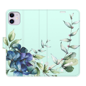 Flip pouzdro iSaprio - Apple iPhone 11 - Blue Flowers - kapsičky na karty