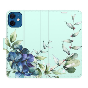 Flip pouzdro iSaprio - Apple iPhone 12 mini - Blue Flowers - kapsičky na karty