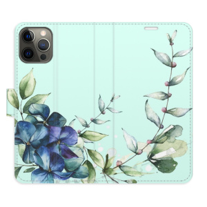 Flip pouzdro iSaprio - Apple iPhone 12 / 12 Pro - Blue Flowers - kapsičky na karty