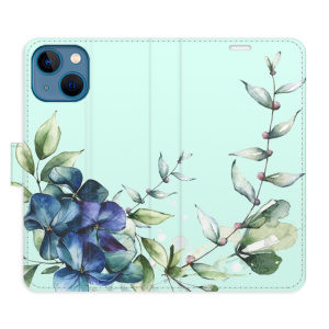 Flip pouzdro iSaprio - Apple iPhone 13 mini - Blue Flowers - kapsičky na karty