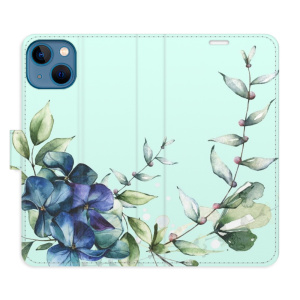 Flip pouzdro iSaprio - Apple iPhone 13 - Blue Flowers - kapsičky na karty
