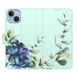 Flip pouzdro iSaprio - Apple iPhone 14 - Blue Flowers - kapsičky na karty