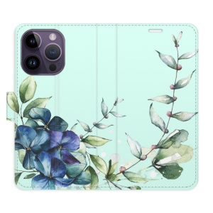Flip pouzdro iSaprio - Apple iPhone 14 Pro - Blue Flowers - kapsičky na karty