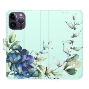 Flip pouzdro iSaprio - Apple iPhone 14 Pro Max - Blue Flowers - kapsičky na karty