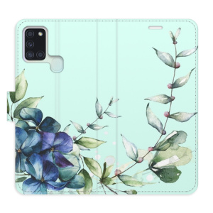 Flip pouzdro iSaprio - Samsung Galaxy A21s - Blue Flowers - kapsičky na karty