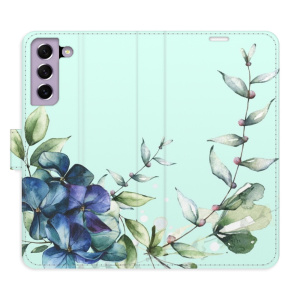 Flip pouzdro iSaprio - Samsung Galaxy S21 FE 5G - Blue Flowers - kapsičky na karty