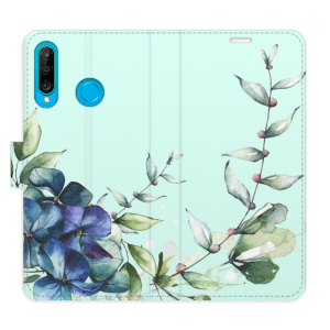 Flip pouzdro iSaprio - Huawei P30 Lite - Blue Flowers - kapsičky na karty