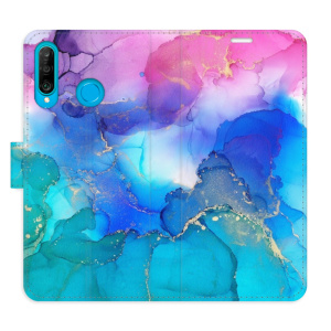 Flip pouzdro iSaprio - Huawei P30 Lite - BluePink Paint - kapsičky na karty