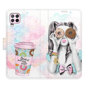 Flip pouzdro iSaprio s kapsičkami na karty - Donut Worry Girl pro mobil Huawei P40 Lite - VÝPRODEJ