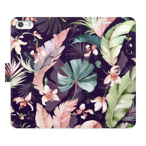 Flip pouzdro iSaprio - Apple iPhone 5 / 5S / SE - Flower Pattern 08 - kapsičky na karty