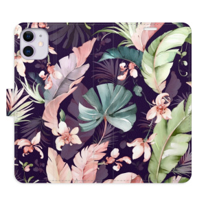 Flip pouzdro iSaprio - Apple iPhone 11 - Flower Pattern 08 - kapsičky na karty