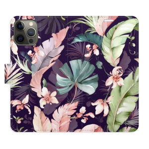 Flip pouzdro iSaprio - Apple iPhone 12 / 12 Pro - Flower Pattern 08 - kapsičky na karty