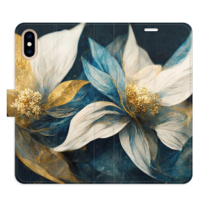 Flip pouzdro iSaprio - Apple iPhone X / XS - Gold Flowers - kapsičky na karty