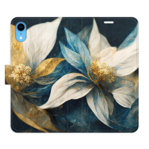 Flip pouzdro iSaprio - Apple iPhone XR - Gold Flowers - kapsičky na karty