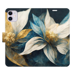 Flip pouzdro iSaprio - Apple iPhone 11 - Gold Flowers - kapsičky na karty