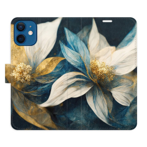 Flip pouzdro iSaprio - Apple iPhone 12 mini - Gold Flowers - kapsičky na karty