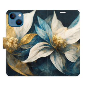 Flip pouzdro iSaprio - Apple iPhone 13 mini - Gold Flowers - kapsičky na karty