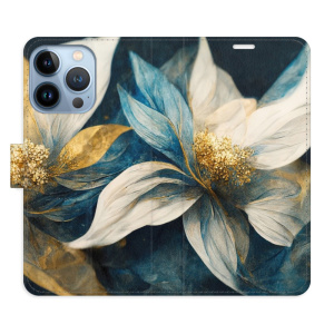 Flip pouzdro iSaprio - Apple iPhone 13 Pro - Gold Flowers - kapsičky na karty