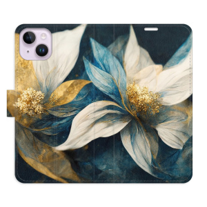 Flip pouzdro iSaprio - Apple iPhone 14 Plus - Gold Flowers - kapsičky na karty