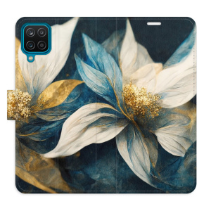 Flip pouzdro iSaprio - Samsung Galaxy A12 / M12 - Gold Flowers - kapsičky na karty