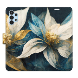 Flip pouzdro iSaprio - Samsung Galaxy A13 / A13 5G - Gold Flowers - kapsičky na karty