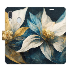 Flip pouzdro iSaprio - Samsung Galaxy A20e - Gold Flowers - kapsičky na karty