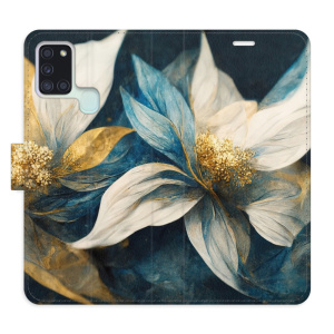 Flip pouzdro iSaprio - Samsung Galaxy A21s - Gold Flowers - kapsičky na karty