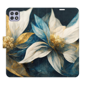 Flip pouzdro iSaprio - Samsung Galaxy A22 5G - Gold Flowers - kapsičky na karty