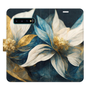 Flip pouzdro iSaprio - Samsung Galaxy S10 - Gold Flowers - kapsičky na karty