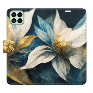 Flip pouzdro iSaprio - Samsung Galaxy M53 5G - Gold Flowers - kapsičky na karty