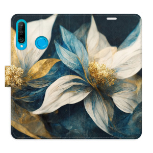 Flip pouzdro iSaprio - Huawei P30 Lite - Gold Flowers - kapsičky na karty
